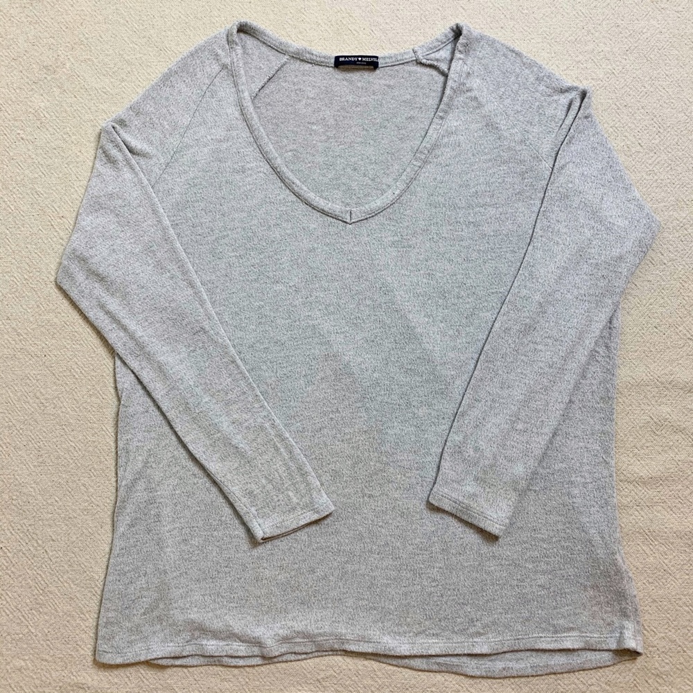 Brandy Melville Soft Stretchy Long Sleeve V Neck